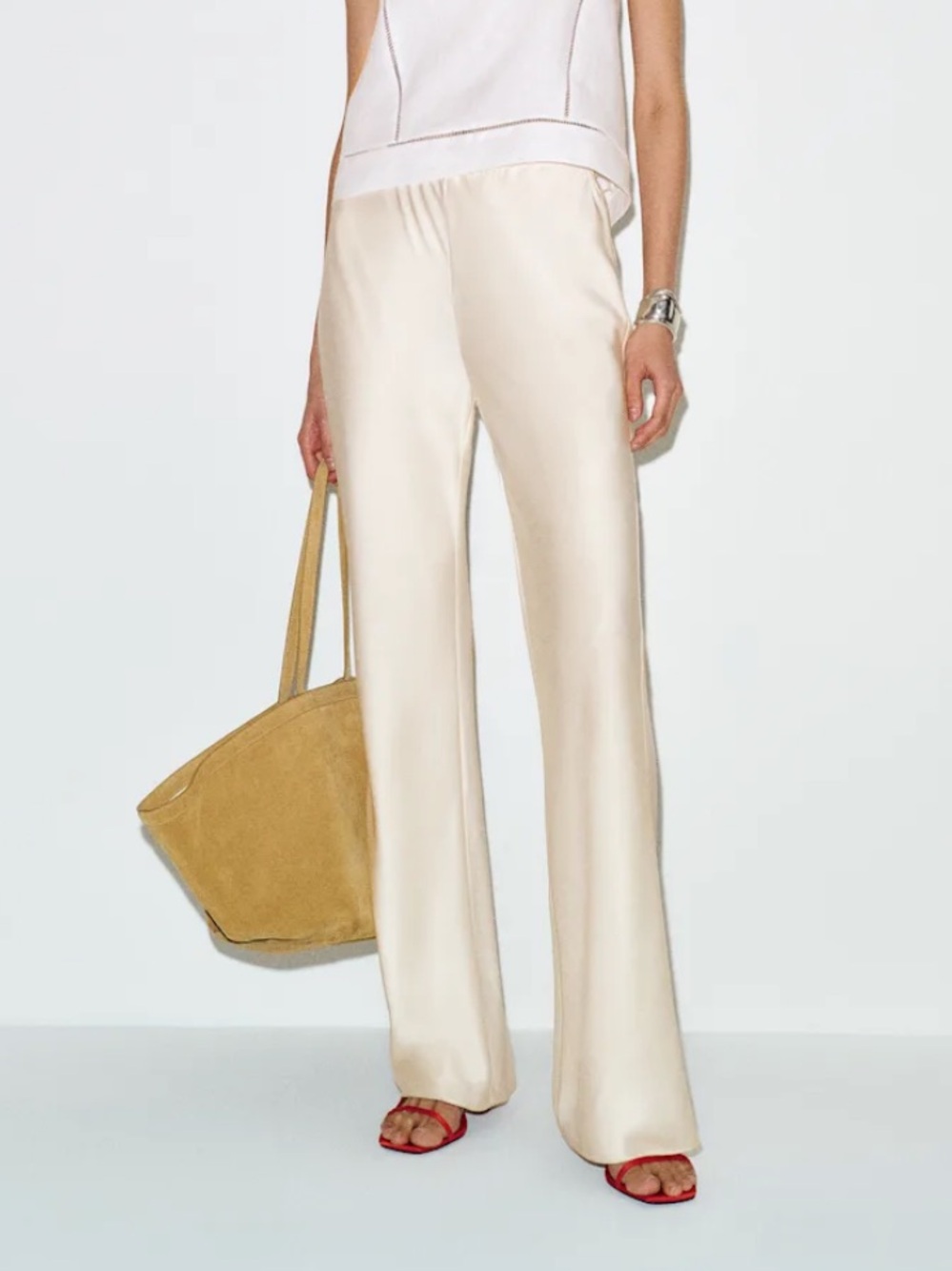 Reformation Gale Satin Mid Rise Bias Pant